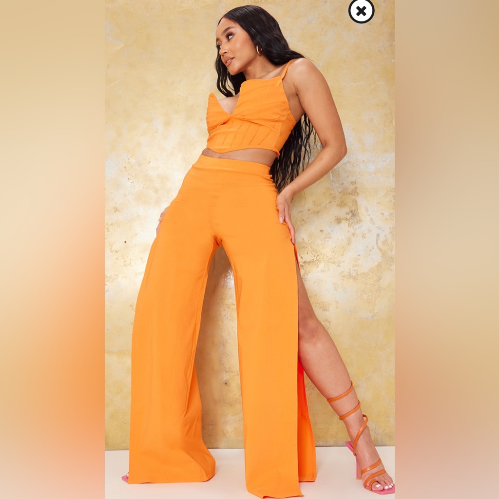 Bnwt Orange Split Hem Pants